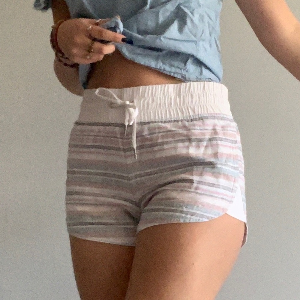 Women’s White Striped Athletic Shorts